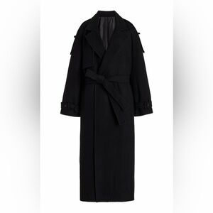 The Frankie Shop Black Suzanne Wool Blend Trench Coat